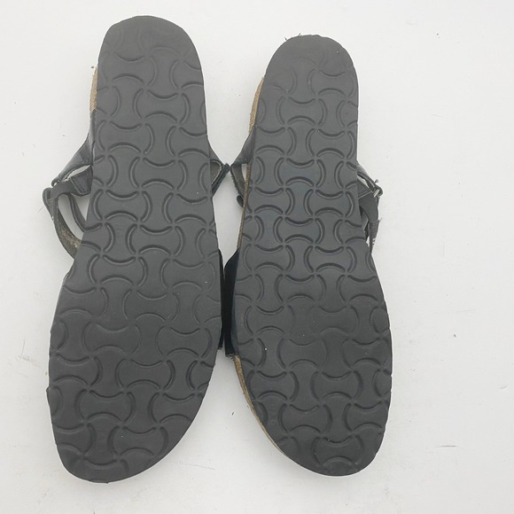 Naot Giovanni Black Leather Slides Sandals Women 11 EU 42 Crystal Studded Wedge - Picture 7 of 7